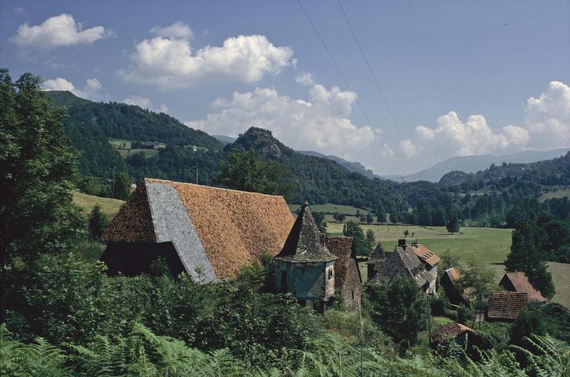 Ensemble de la bâtisse et du pigeonnier dans un parc