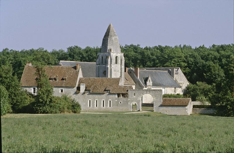 Ensemble des bâtiments, pré au premier plan