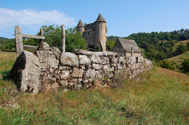 vue partielle, à l'arrière plan, le château de Sénezergues