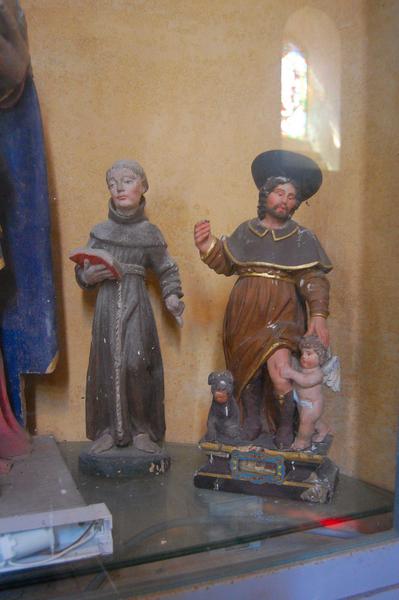 statues (2) (statuettes) : saint Roch et un moine, vue générale