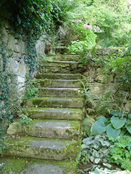 escalier du jardin en terrasses, vue partielle