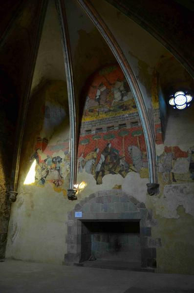 peintures monumentales : scènes inspirées de la légende de Tristan et Iseut, mur nord, vue générale