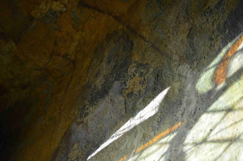 peintures monumentales : scènes inspirées de la légende de Tristan et Iseut, mur sud, détail du visage de Tristan