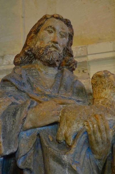 statue (grandeur nature) : saint Jean-Baptiste, vue partielle
