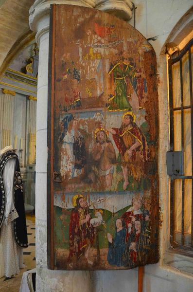tableau : scènes de la vie de saint Jean-Baptiste, vue générale du vantail de gauche