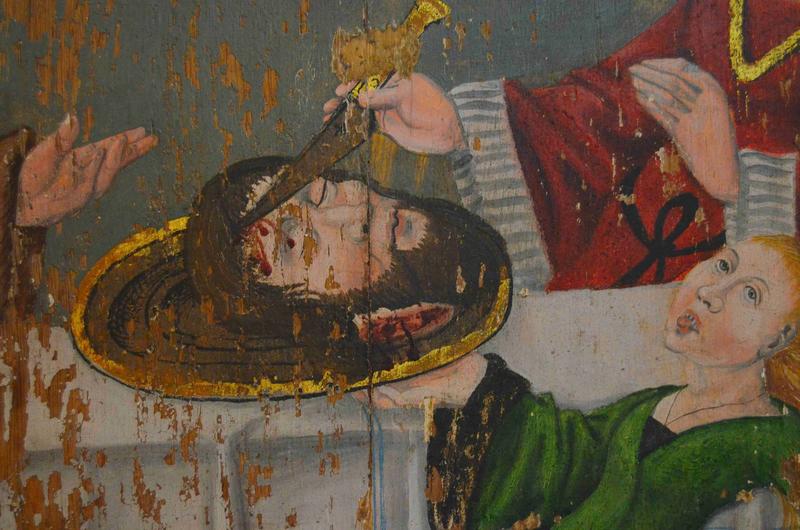 tableau : scènes de la vie de saint Jean-Baptiste, détail du vantail de droite