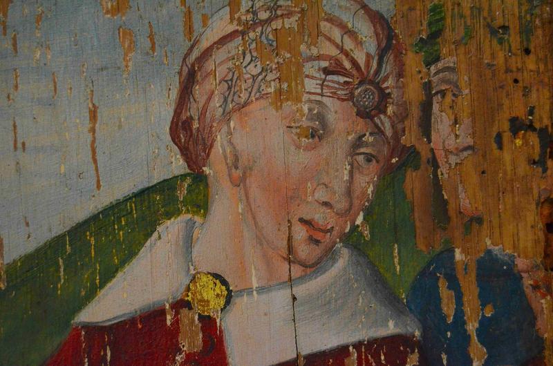 tableau : scènes de la vie de saint Jean-Baptiste, détail du vantail de gauche