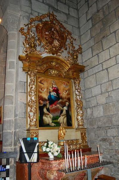 autel, retable, tableau dit du Rosaire : la Remise du rosaire, vue générale