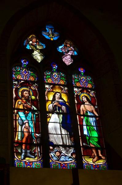 verrière : Vierge entre saint Roch et saint Sébastien, vue générale