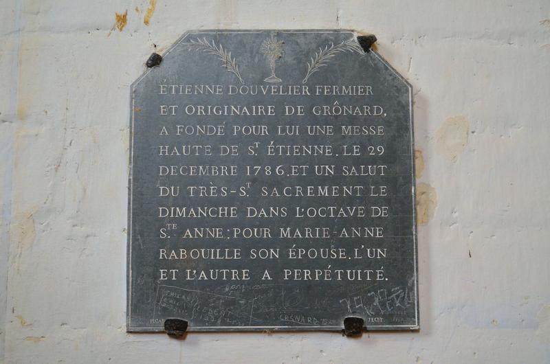 plaque funéraire d'Etienne Douvelier, vue générale