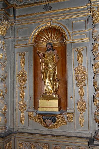 statue du retable du maître-autel : saint Mathieu, vue générale