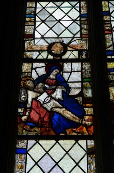 verrière : Vierge de Pitié avec un donateur, détail