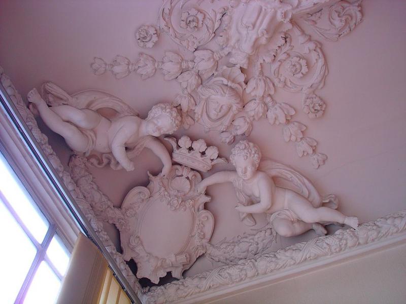 salon, plafond, détail