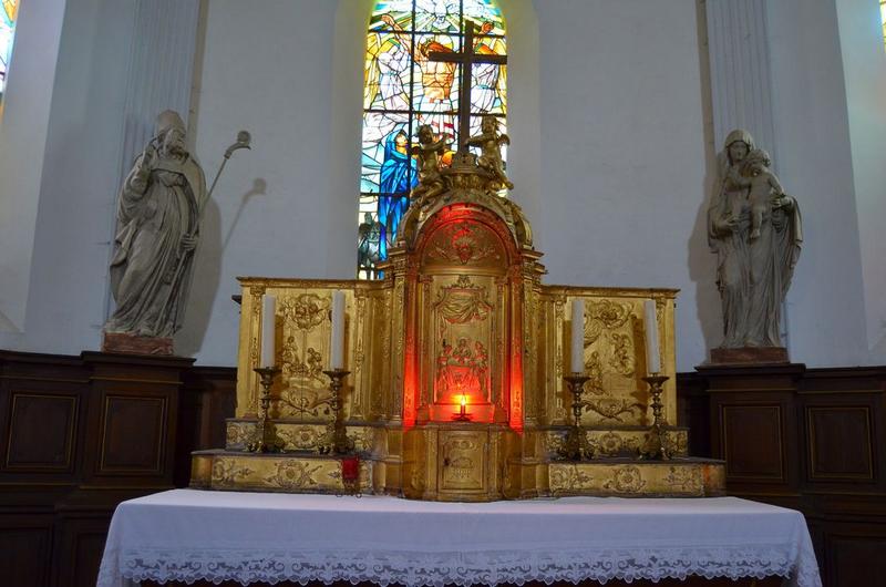 tabernacle : les Pèlerins d'Emmaüs ; l'Annonciation ; la Nativité ; agneau Pascal (l'), vue générale