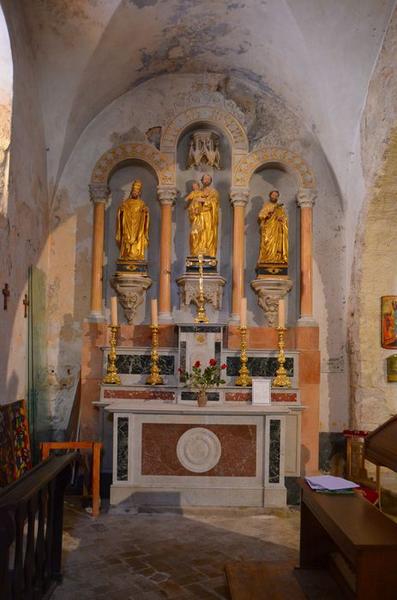 retable latéral secondaire ; statues, vue générale