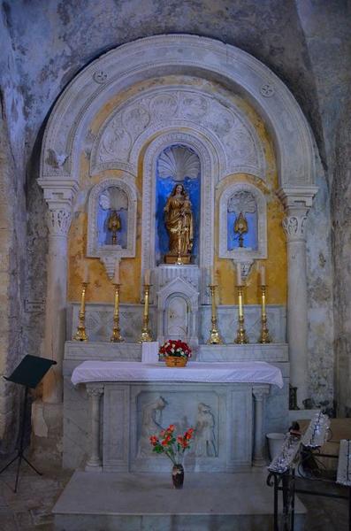 retable latéral secondaire ; statue : Vierge à l'enfant, vue générale