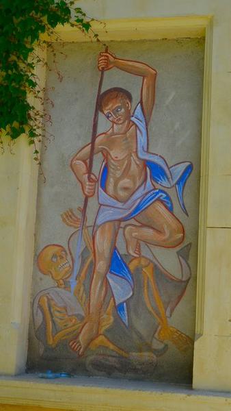 kiosque des sources, détail d'une peinture monumentale