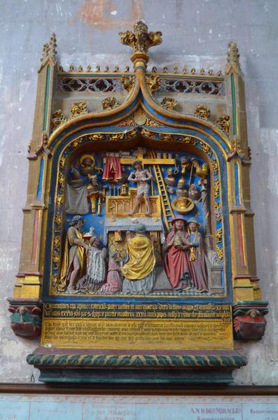 monument funéraire de Jean de Liboure (bas-relief) : messe de saint Grégoire avec le donateur accompagné de saint Jean-Baptiste (la) - © Ministère de la Culture (France), Médiathèque du patrimoine et de la photographie, diffusion RMN-GP