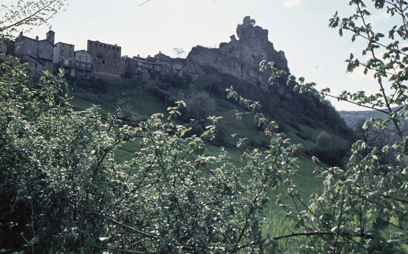 Vue générale du village et ruines du château