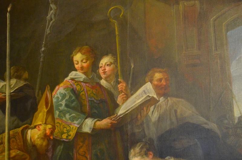 tableau : profession de foi de sainte Austreberthe (la), détail