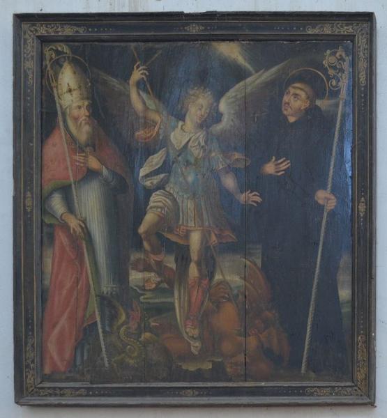 Tableau : saint Michel entre saint Benoît et un saint abbé