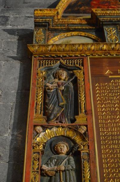 retable de la chapelle des âmes du purgatoire, intégré au monument commémoratif des morts de la guerre de 1914-1918, détail