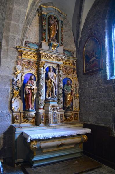 Retable de Saint-Jean-Baptiste et ses trois statues : Saint Jean-Baptiste, Saint Luc et Saint Barthélémy