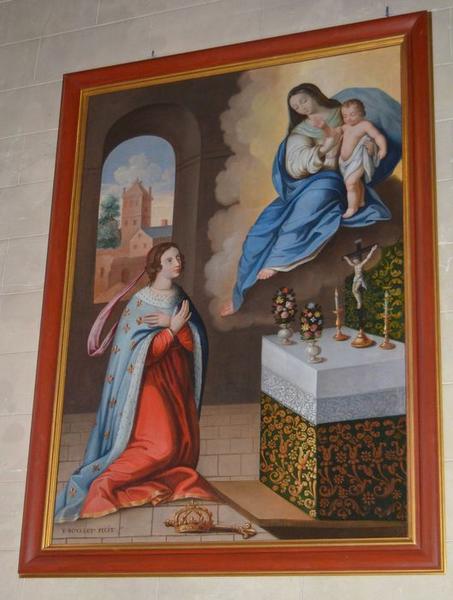 tableau, cadre : Apparition de la Vierge et de l'Enfant Jésus à sainte Jeanne de France, dit fiançailles mystiques de sainte Jeanne de France, vue générale - © Ministère de la Culture (France), Médiathèque du patrimoine et de la photographie, diffusion RMN-GP