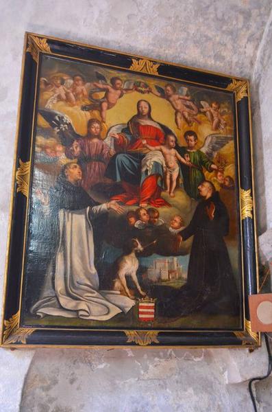 Tableau : la Vierge du Rosaire entre saint Dominique et saint Simon Stock