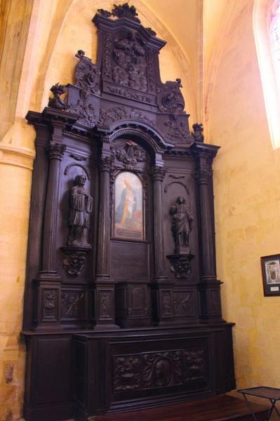 autel de Notre-Dame de Bonne-Nouvelle et de saint Sacerdos, retable, tabernacle, statues : Saint Jean, Un Prêtre non identifié, vue générale