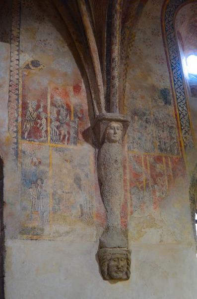 choeur, mur nord, peintures monumentales : martyre de saint Cirgues, vue générale