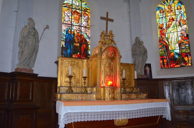 tabernacle : les Pèlerins d'Emmaüs ; l'Annonciation ; la Nativité ; agneau Pascal (l'), vue générale