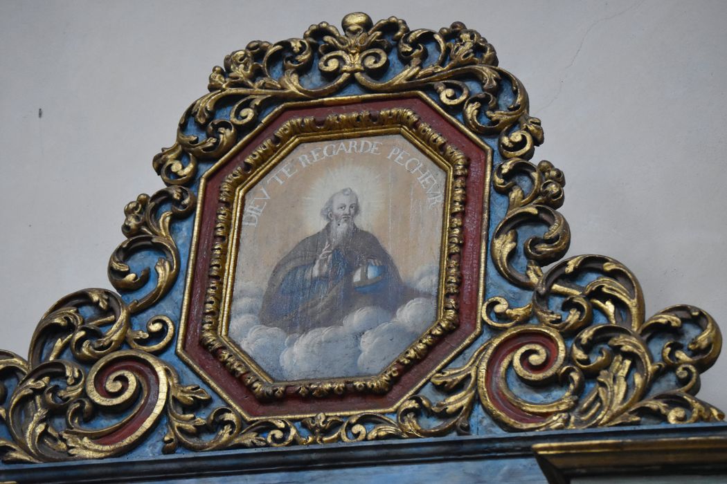 Retable du Rosaire, détail du fronton, tableau : Dieu le Père