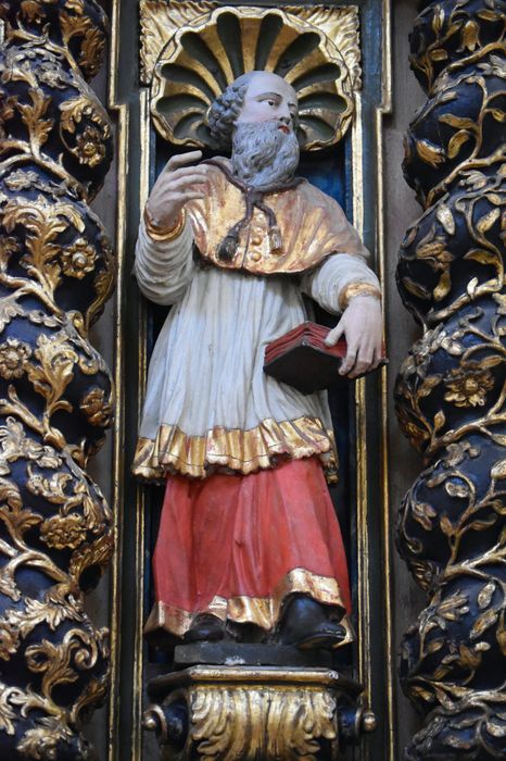 retable de l'autel Saint-Charles Borromée, détail, statue : saint Augustin, vue générale