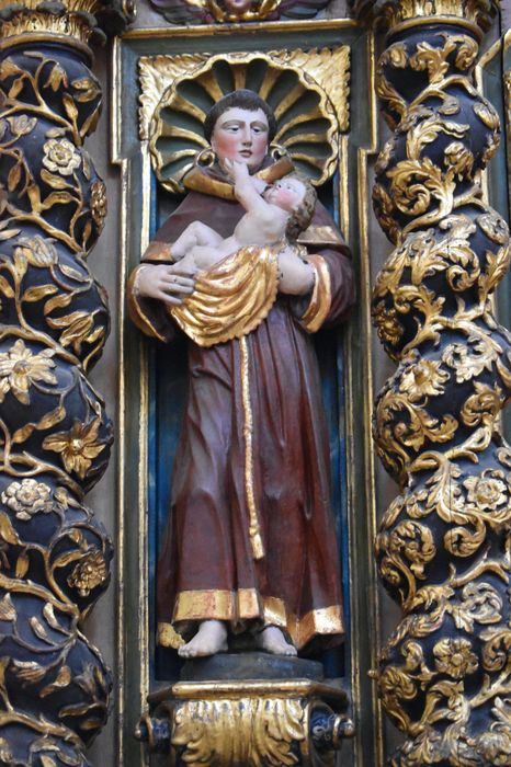 retable de l'autel Saint-Charles Borromée, détail, statue : saint Antoine de Padoue, vue générale