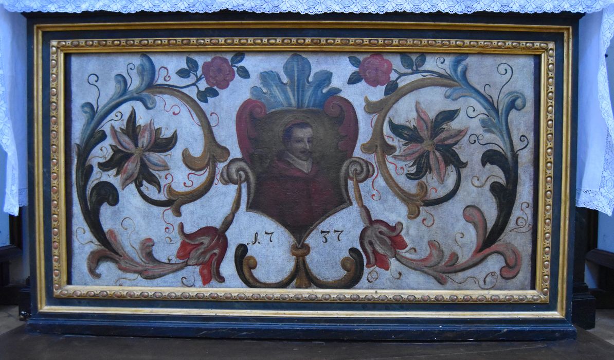 retable de l'autel Saint-Charles Borromée, détail de l’autel :  panneau peint 