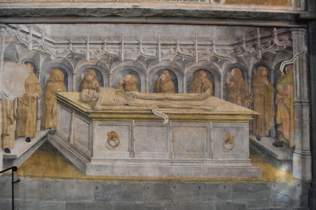 peinture monumentale du choeur : sépulture du seigneur Philibert de Monthouz (la), vue partielle