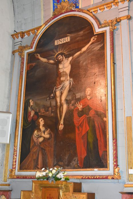 tableau, cadre : Christ en croix entre la Vierge, Marie-Madeleine et saint Jean, vue générale - © Ministère de la Culture (France), Médiathèque du patrimoine et de la photographie, diffusion RMN-GP