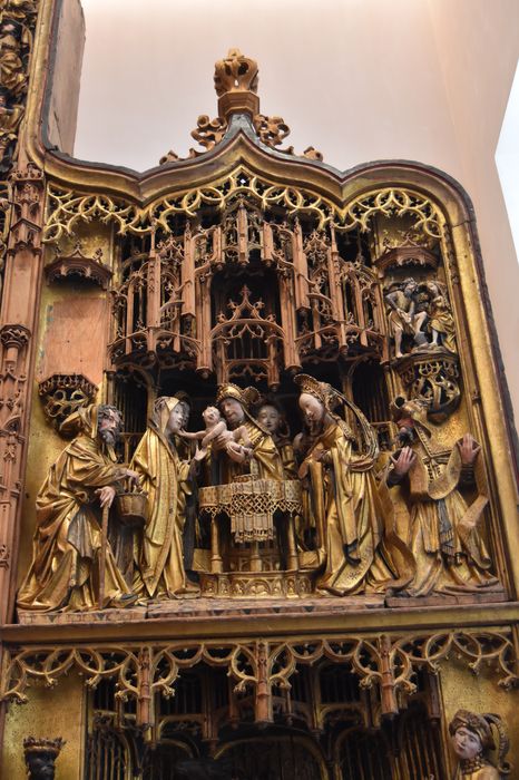 retable : scènes de la vie de la Vierge, l'Arbre de Jessé, détail : Présentation au Temple (la)