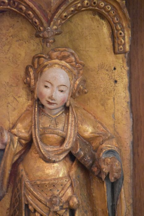 retable : scènes de la vie de la Vierge, l'Arbre de Jessé, détail : Marie au Temple