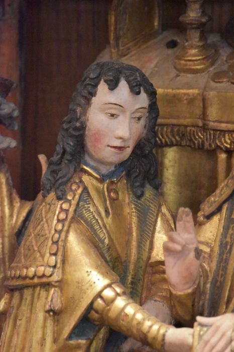 retable : scènes de la vie de la Vierge, l'Arbre de Jessé, détail du visage de Joachim