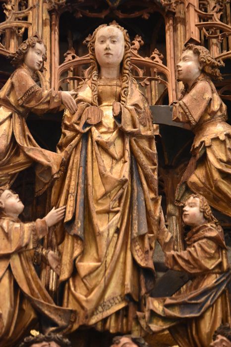 retable : scènes de la vie de la Vierge, l'Arbre de Jessé, détail : Vierge de l’Assomption