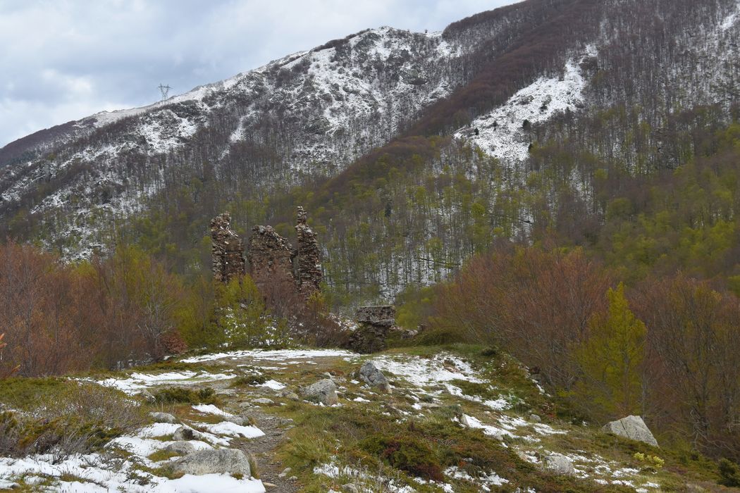 Ruines du Fort de Vizzavona : vue générale des ruines dans leur environnement