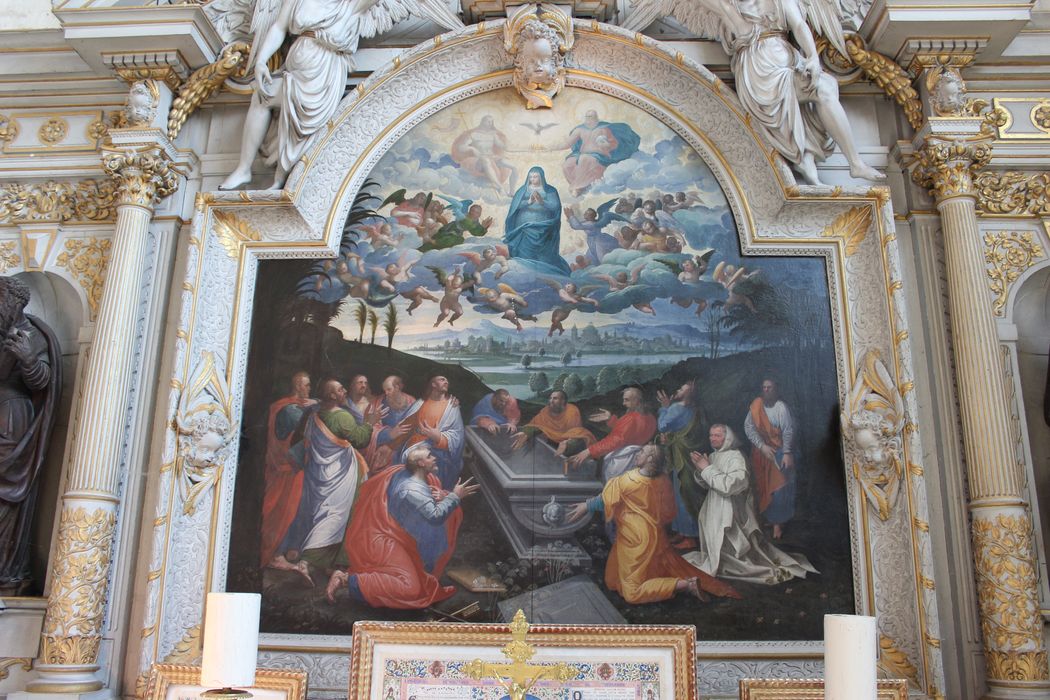 retable latéral sud, tableau (panneau peint) : Assomption, vue générale