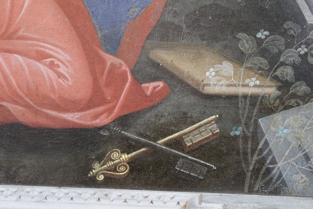 retable latéral sud, tableau (panneau peint) : Assomption, détail