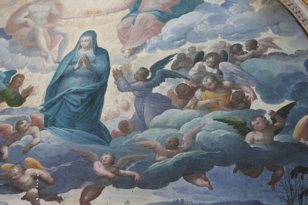 retable latéral sud, tableau (panneau peint) : Assomption, vue partielle