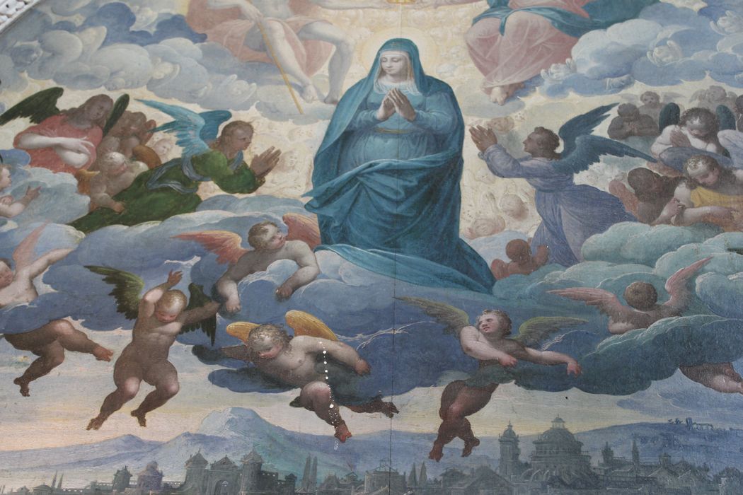 retable latéral sud, tableau (panneau peint) : Assomption, vue partielle