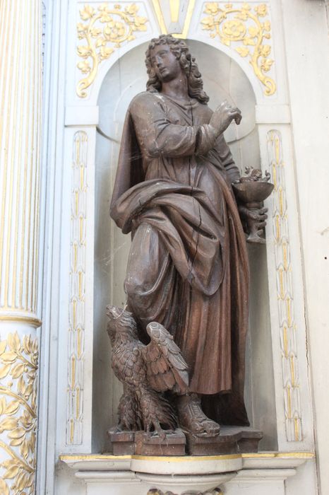 retable latéral sud, statue : Saint Jean-Baptiste, vue générale