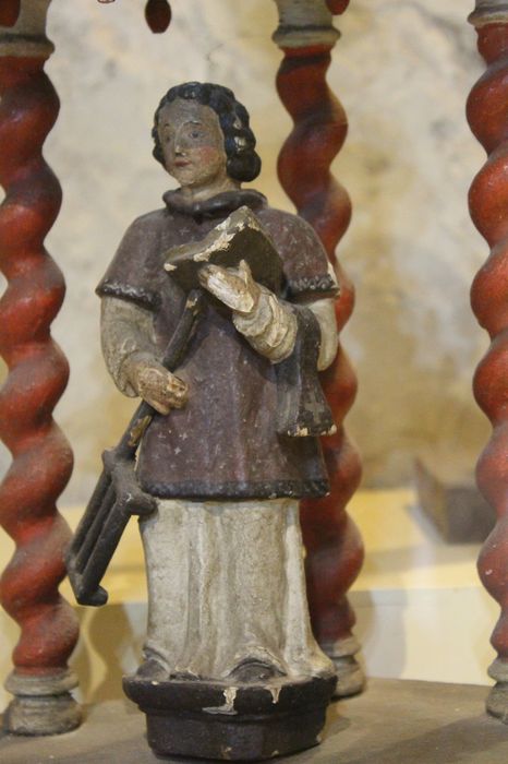 bâton de procession avec statuette de saint Laurent, détail