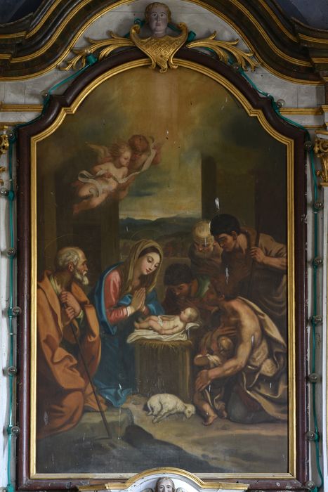 tableau du retable du maître-autel : Adoration des bergers (l’), vue générale